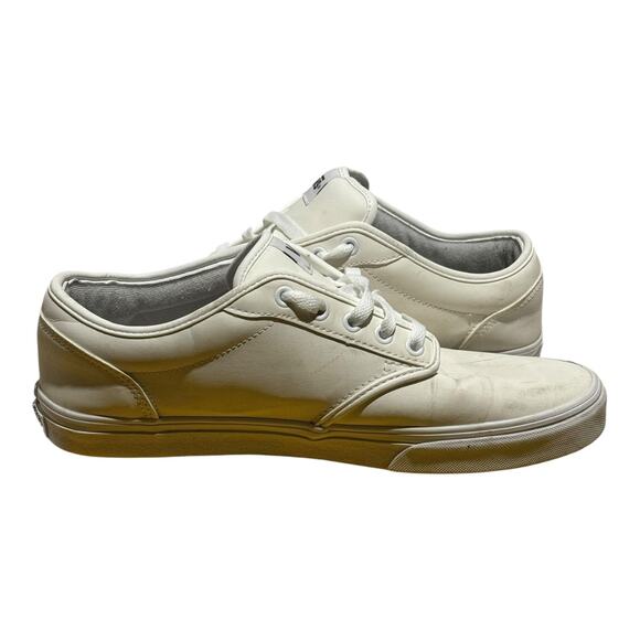Vans Low Top Leather White Sneakers Men's Size 11 Casual Skate Shoes - Picture 8 of 9